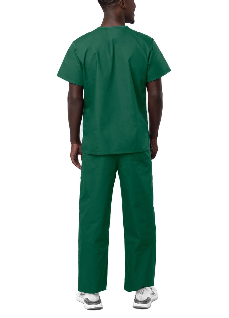 Adar Uniforms Adar Durable Unisex Scrubs Set - Classic V-Neck Scrub Top & Drawstring Scrub Pants For Men & Women - 701 - Hunter Green - L - Image 2